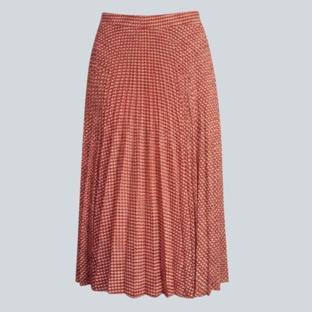 Max Studio Pleated Maxi Skirt Geometric in Rust Red Women's Size Small NWT